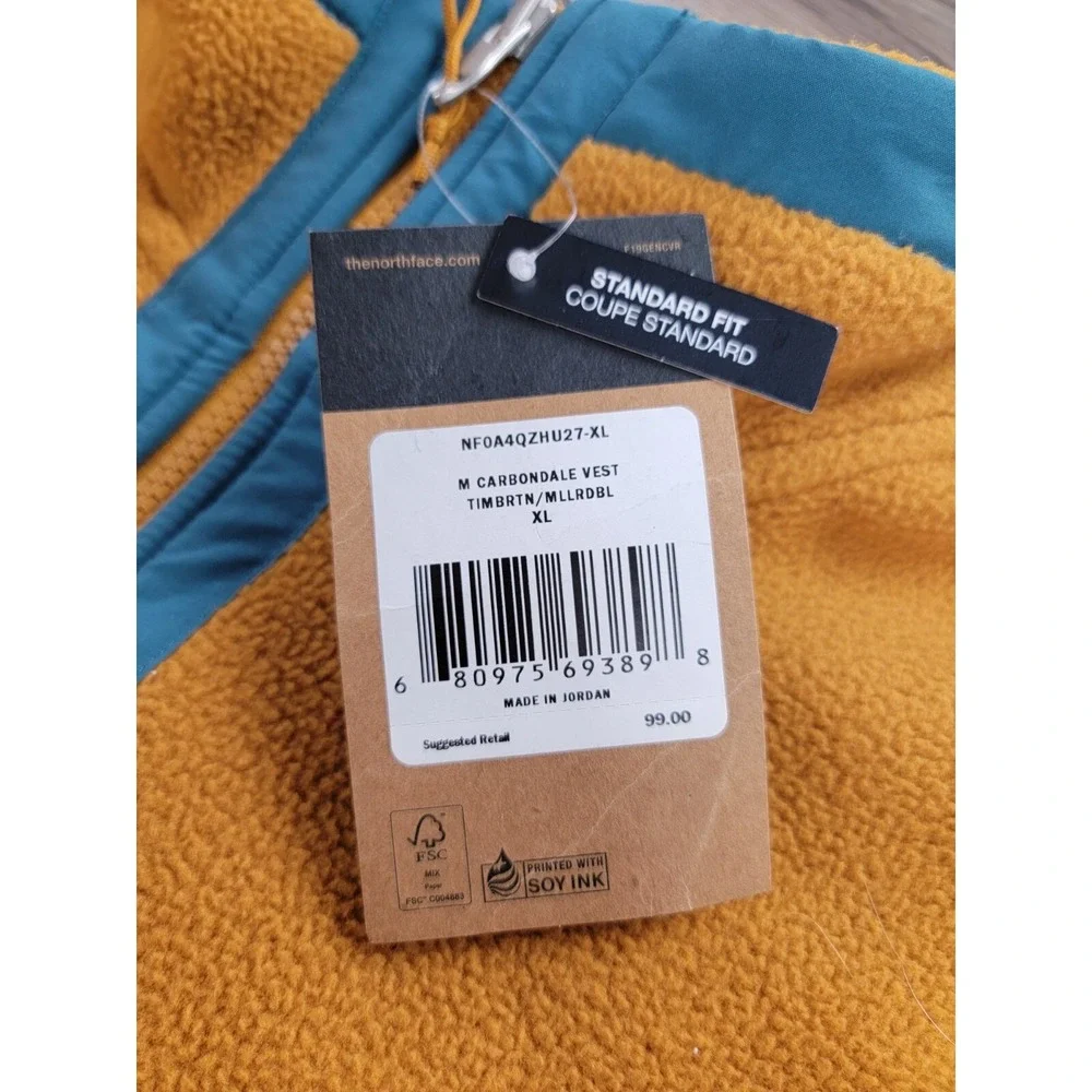 The North Face Vest Size XL Brown Timber Carbondale Fleece Full Zip Mens NWT $99